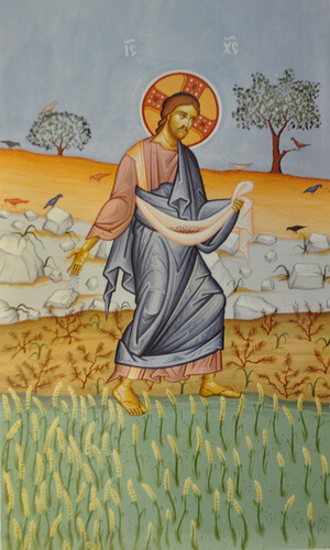 Imagem de Jesus Cristo semeando no campo